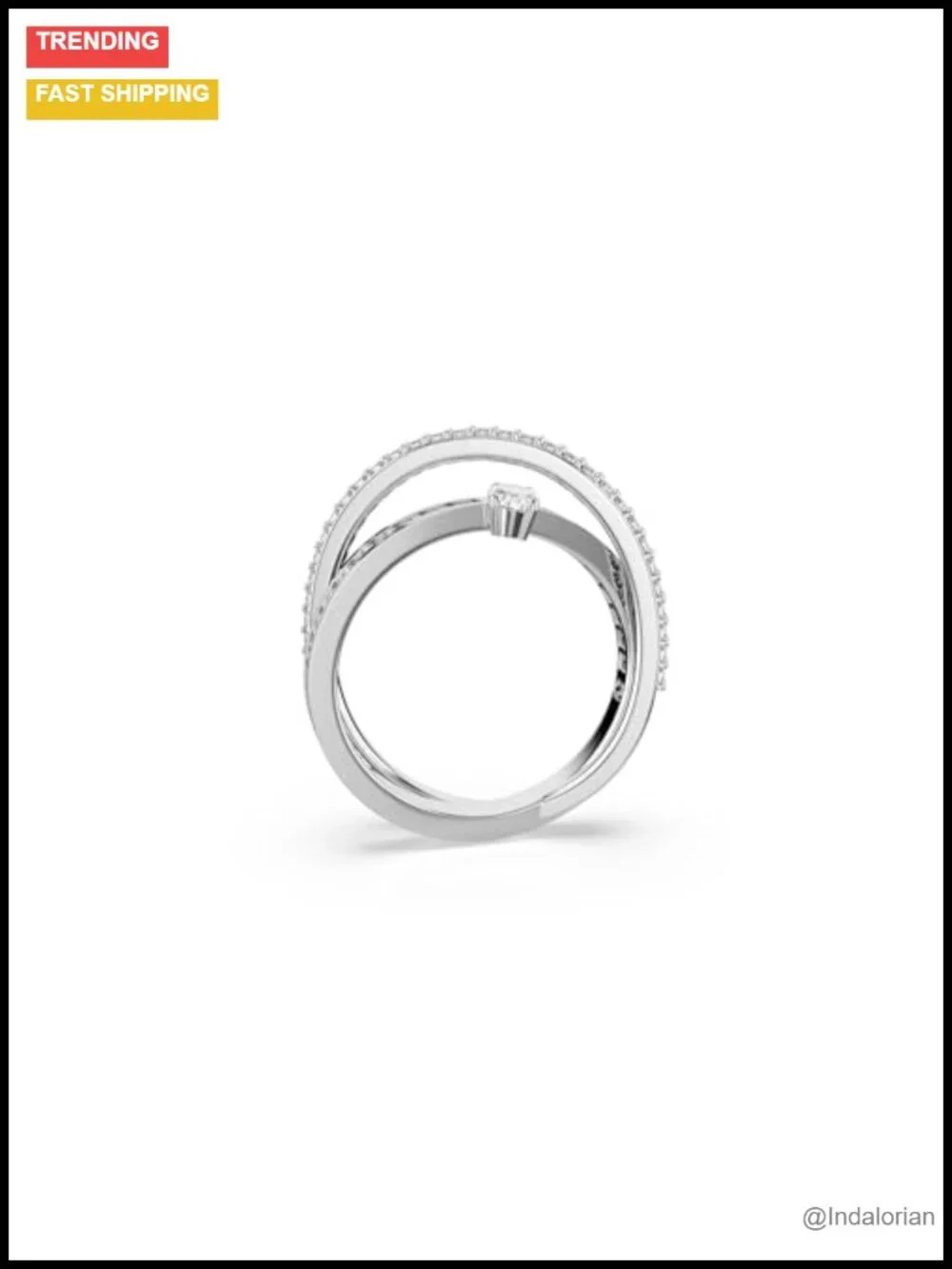 Swarovski Hyperbola Statement Ring Rhodium Plated Crystal Size 8